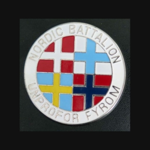Insigne Plaque du Nordic Battalion UNPROFOR FYROM diamètre 6,2 cm