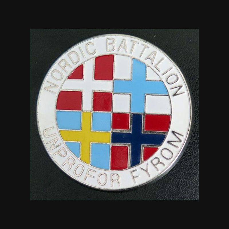 Insigne Plaque du Nordic Battalion UNPROFOR FYROM diamètre 6,2 cm