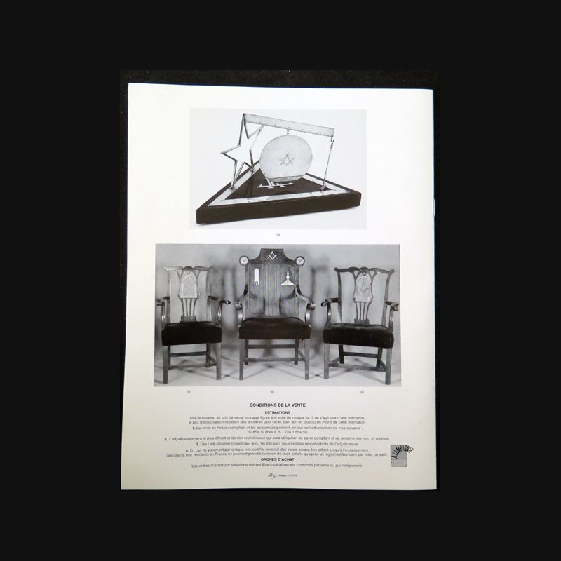 Catalogue vente aux enchères D. Libert St Germain en Laye 1998 Franc maçonnerie
