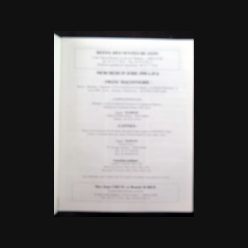 Catalogue vente aux enchères J. Chenu et B. Scrive Cannes Fran-maçonnerie Lyon 1998