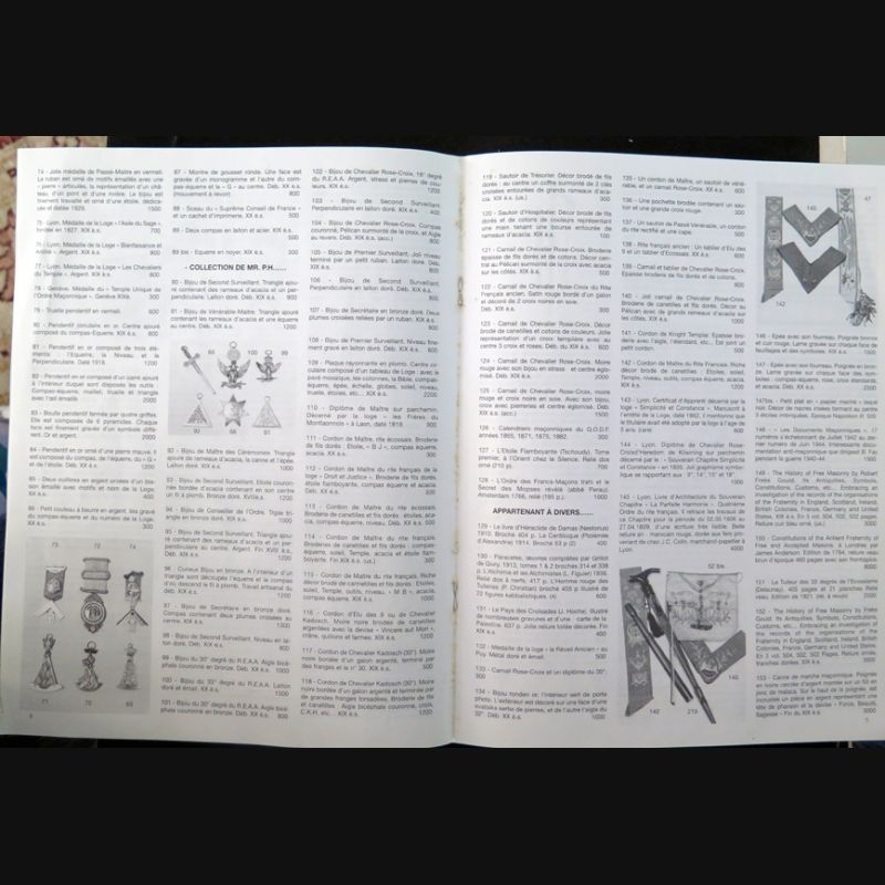 Catalogue vente aux enchères J. Chenu et B. Scrive Cannes Fran-maçonnerie Lyon 1998
