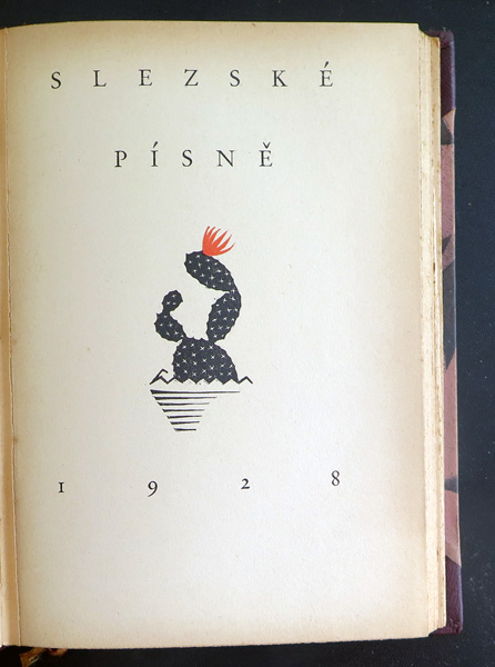 Slezské písne 1928 semi cuir dédicacé écrit en tchèque
