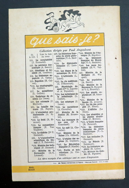 Que sais-je n° 101 : La Littérature allemande par J-F. Angelloz 1943 PUF