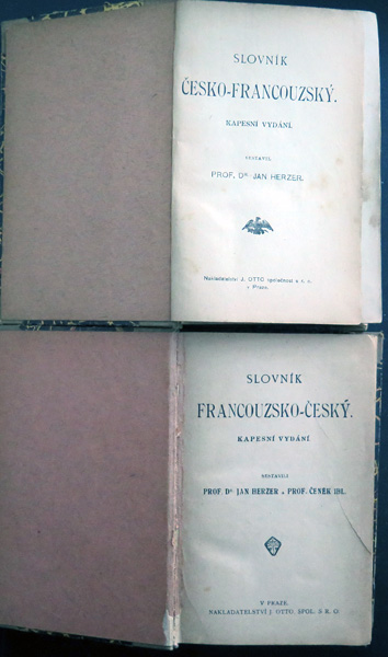 Paire de dictionnaires français Tchèque et Tchèque Français Herzer-Ibl